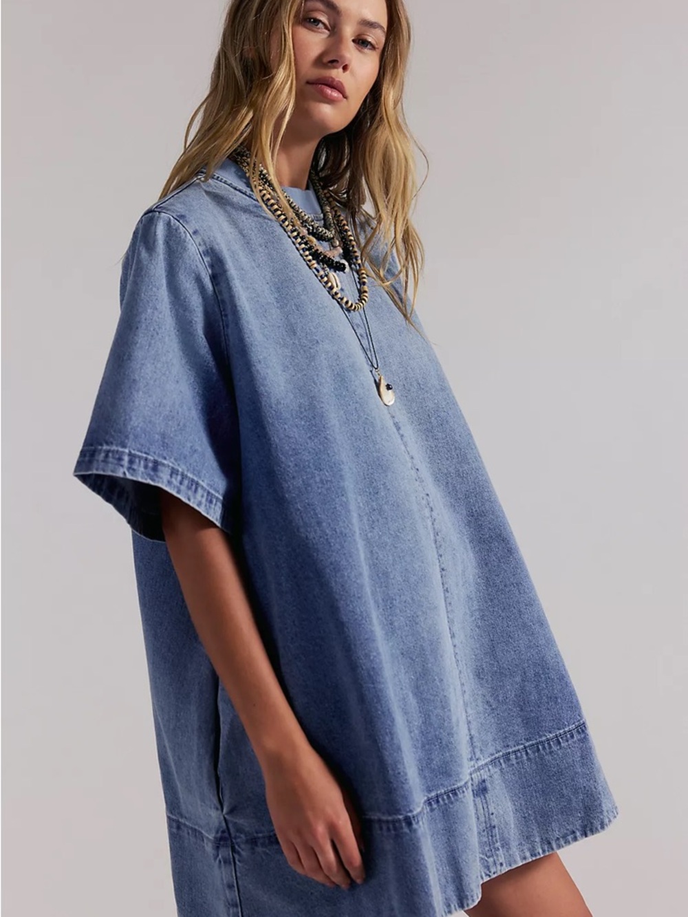 Free People Light Blue Denim mini dress